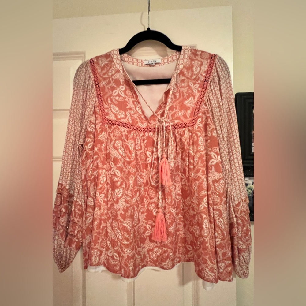 Anthropologie boho ruffle sleeve top